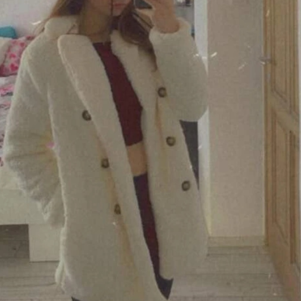 Cozy Button up Teddy Oversized collared Jacket Coat - Picture 12 of 13